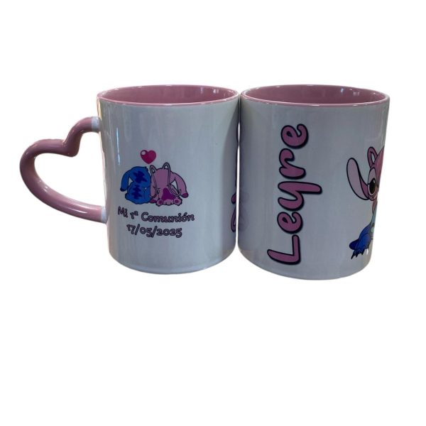 Taza de Cerámica Stitch Mi 1ª Comunión ROSA Personalizado