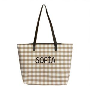 Bolso Cuadros Beige Pers