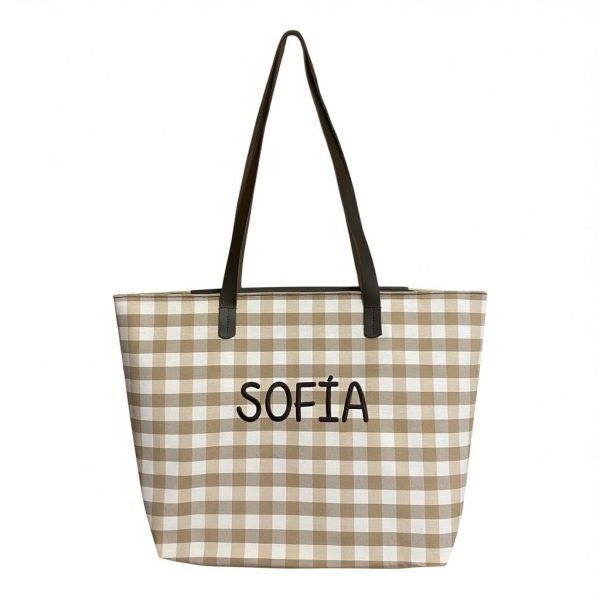 Bolso Cuadros Beige Pers
